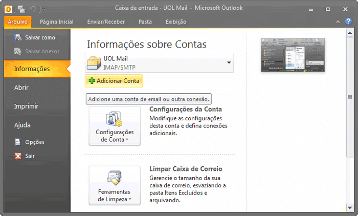 Uol Mail - configurar seu e-mail - Microsoft Community